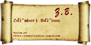 Zámbori Bános névjegykártya